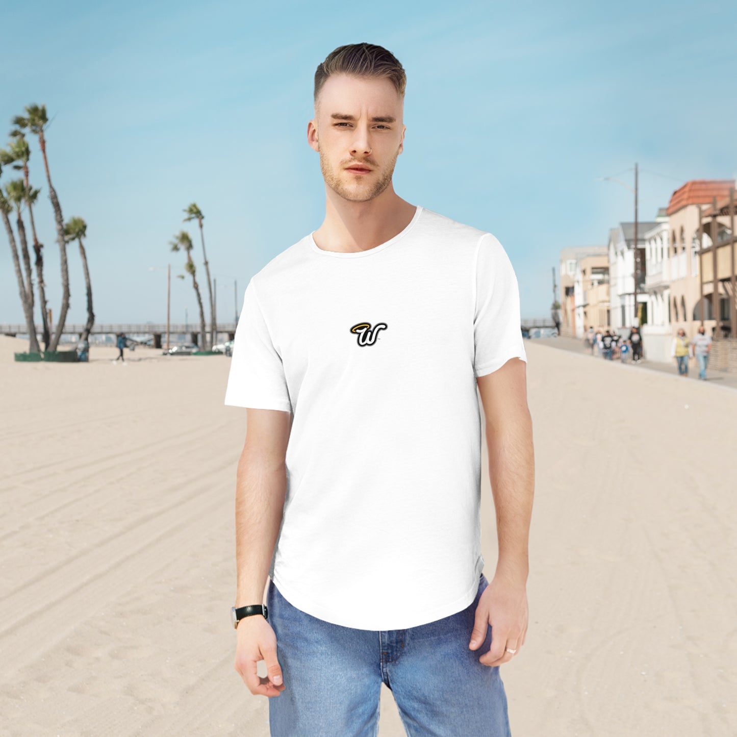 Copy of (Core) Men's Curved Hem Tee - Stylish Casual Top, Trendy T-Shirt, Summer Essentials, Streetwear Fashion, Everyday Comfort, Gift Idea