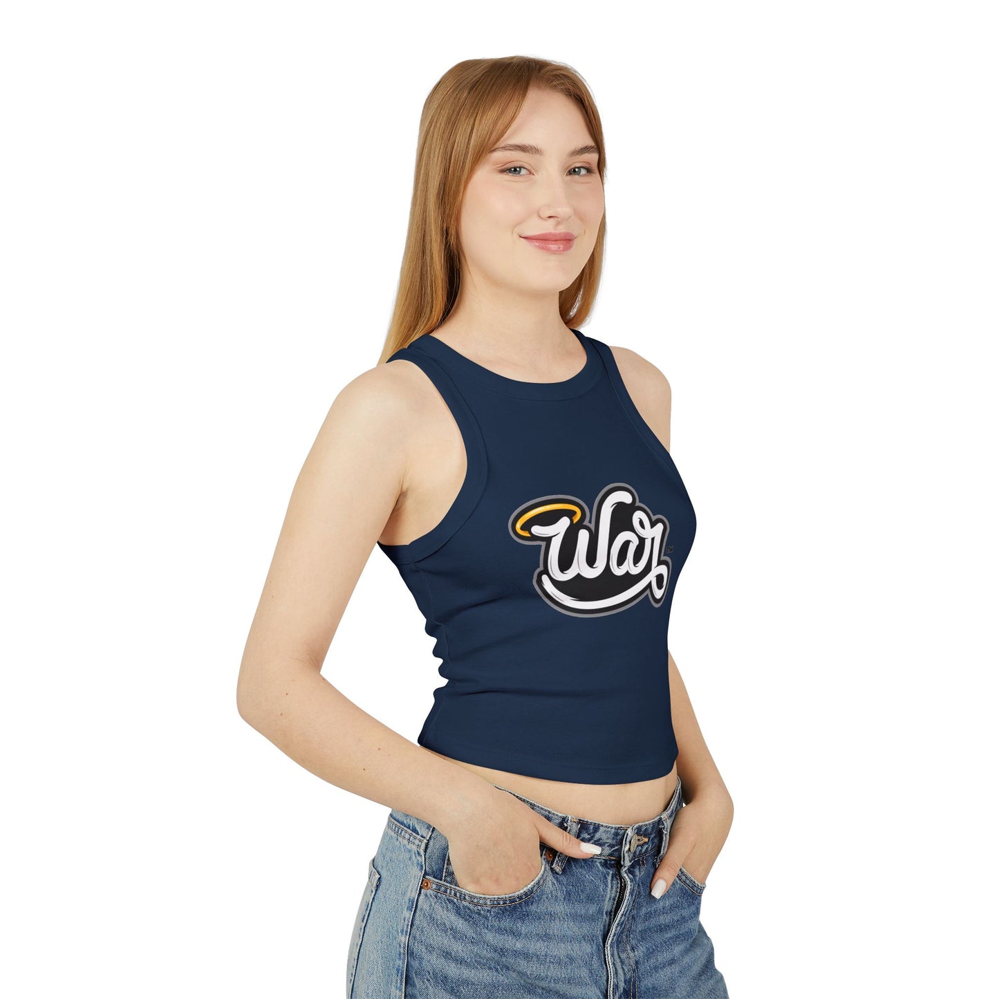 War Women's Micro Rib Racer Tank Top, Summer Crop Top, Casual Sportswear, Fitness Apparel, Gift for Active Women