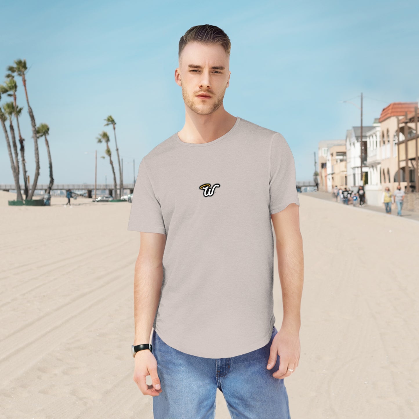Copy of (Core) Men's Curved Hem Tee - Stylish Casual Top, Trendy T-Shirt, Summer Essentials, Streetwear Fashion, Everyday Comfort, Gift Idea