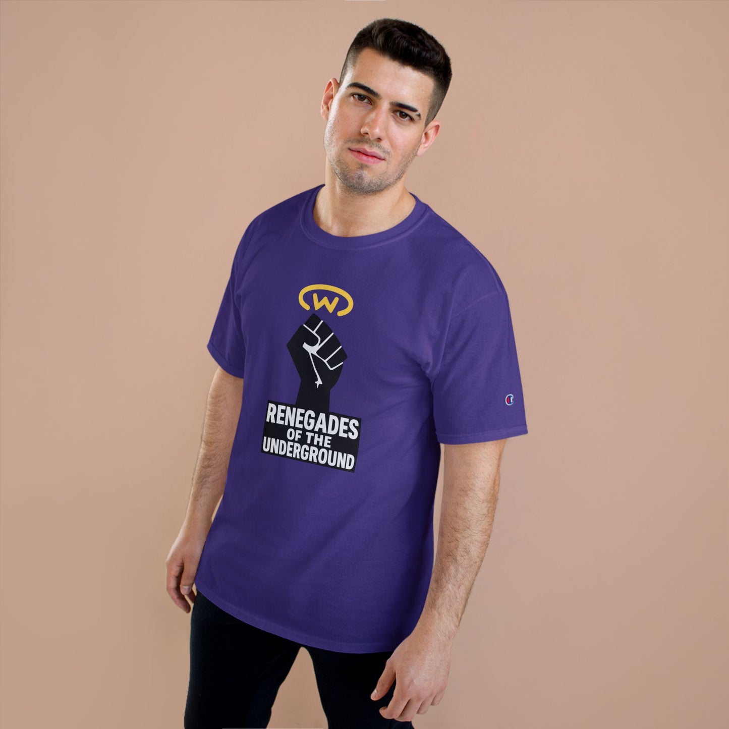 Champion T-Shirt with "Renegades of the Underground" Design, Streetwear Shirt, Activist Apparel, Unisex Tee, Gift for Rebels