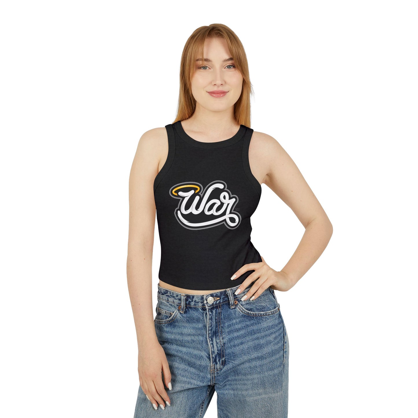 War Women's Micro Rib Racer Tank Top, Summer Crop Top, Casual Sportswear, Fitness Apparel, Gift for Active Women