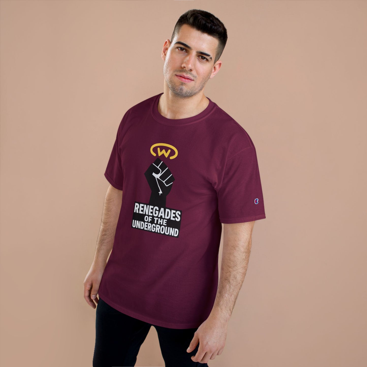 Champion T-Shirt with "Renegades of the Underground" Design, Streetwear Shirt, Activist Apparel, Unisex Tee, Gift for Rebels
