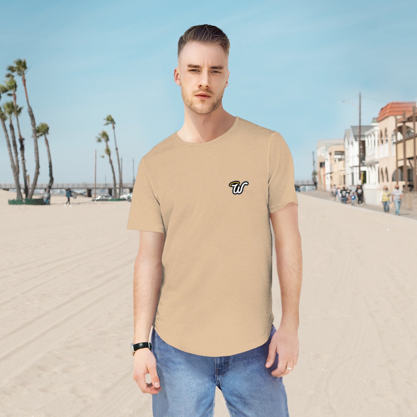 (Core) Men's Curved Hem Tee - Stylish Casual Top, Trendy T-Shirt, Summer Essentials, Streetwear Fashion, Everyday Comfort, Gift Idea