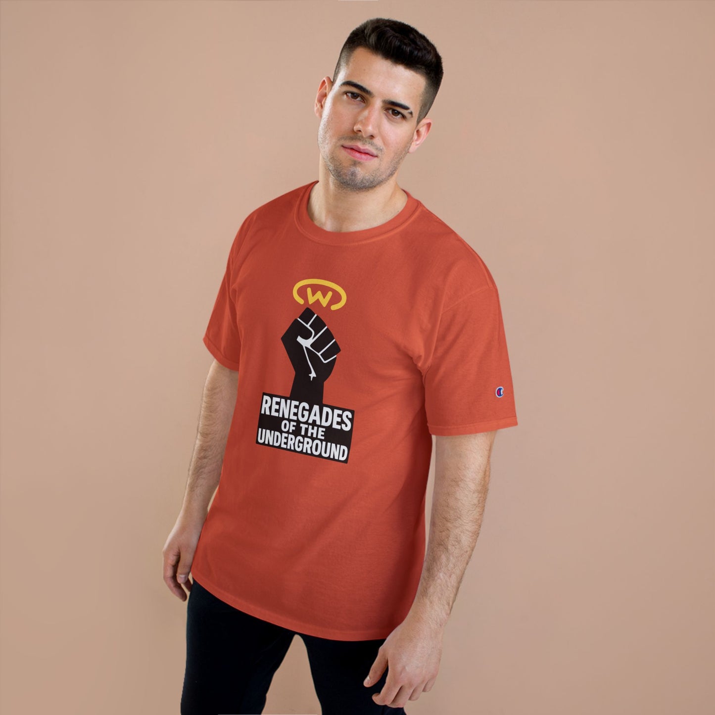 Champion T-Shirt with "Renegades of the Underground" Design, Streetwear Shirt, Activist Apparel, Unisex Tee, Gift for Rebels