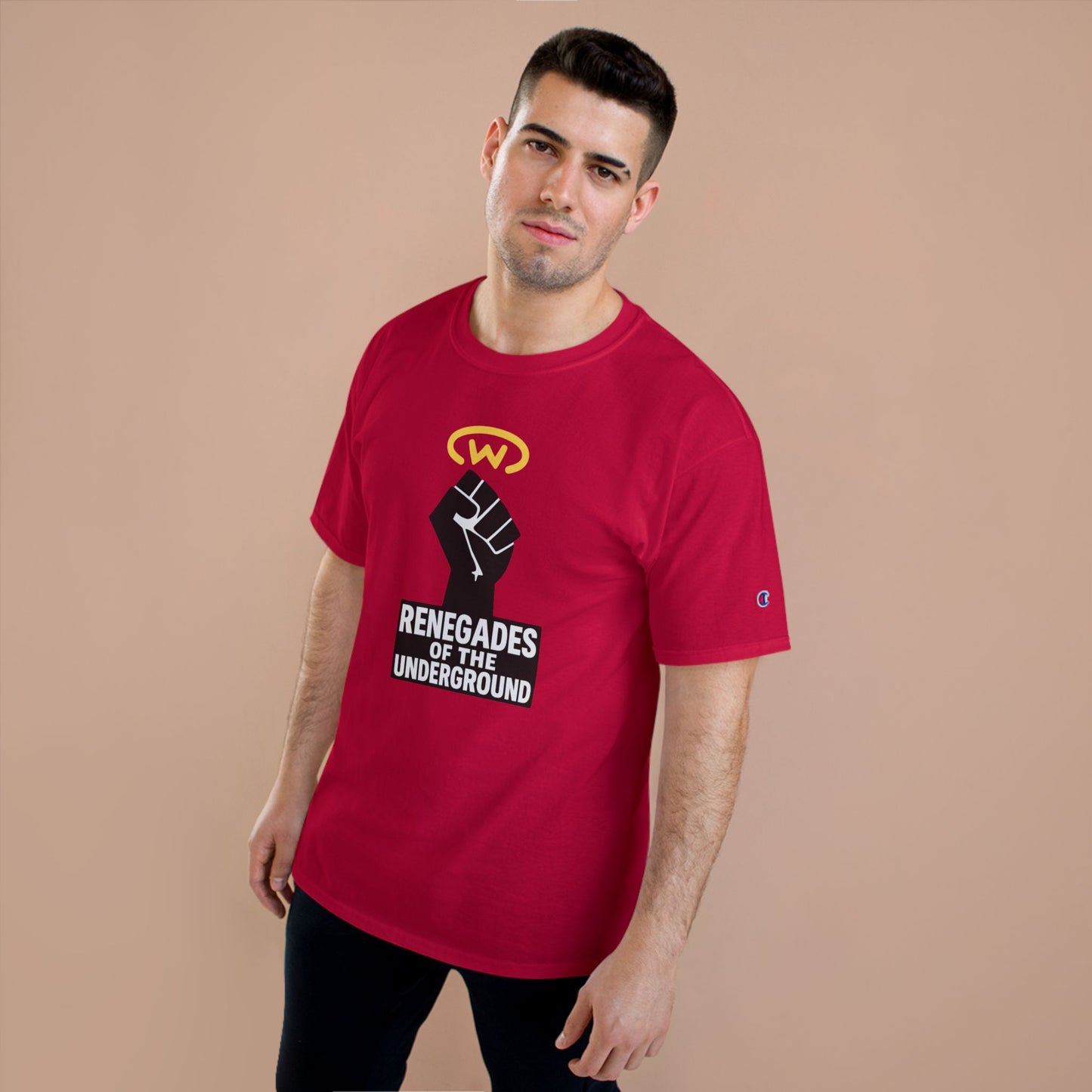 Champion T-Shirt with "Renegades of the Underground" Design, Streetwear Shirt, Activist Apparel, Unisex Tee, Gift for Rebels