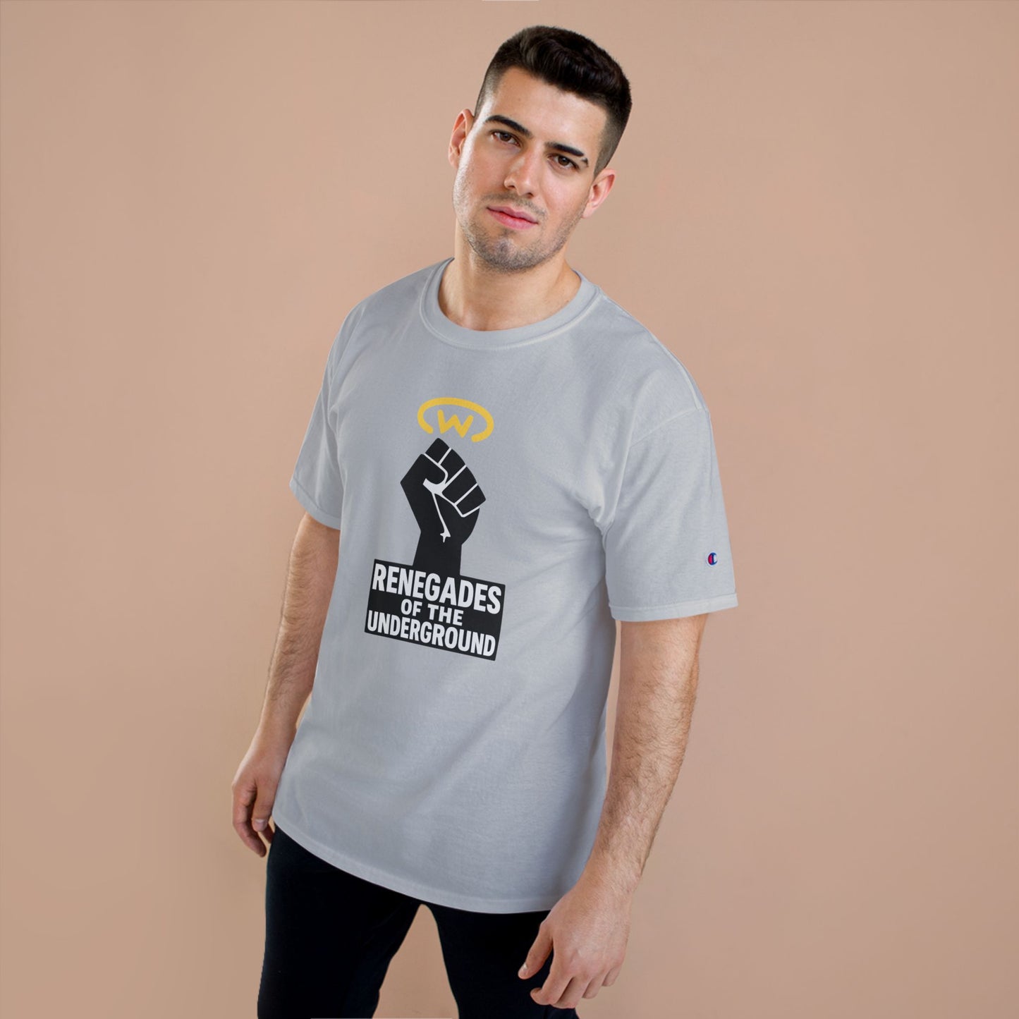 Champion T-Shirt with "Renegades of the Underground" Design, Streetwear Shirt, Activist Apparel, Unisex Tee, Gift for Rebels