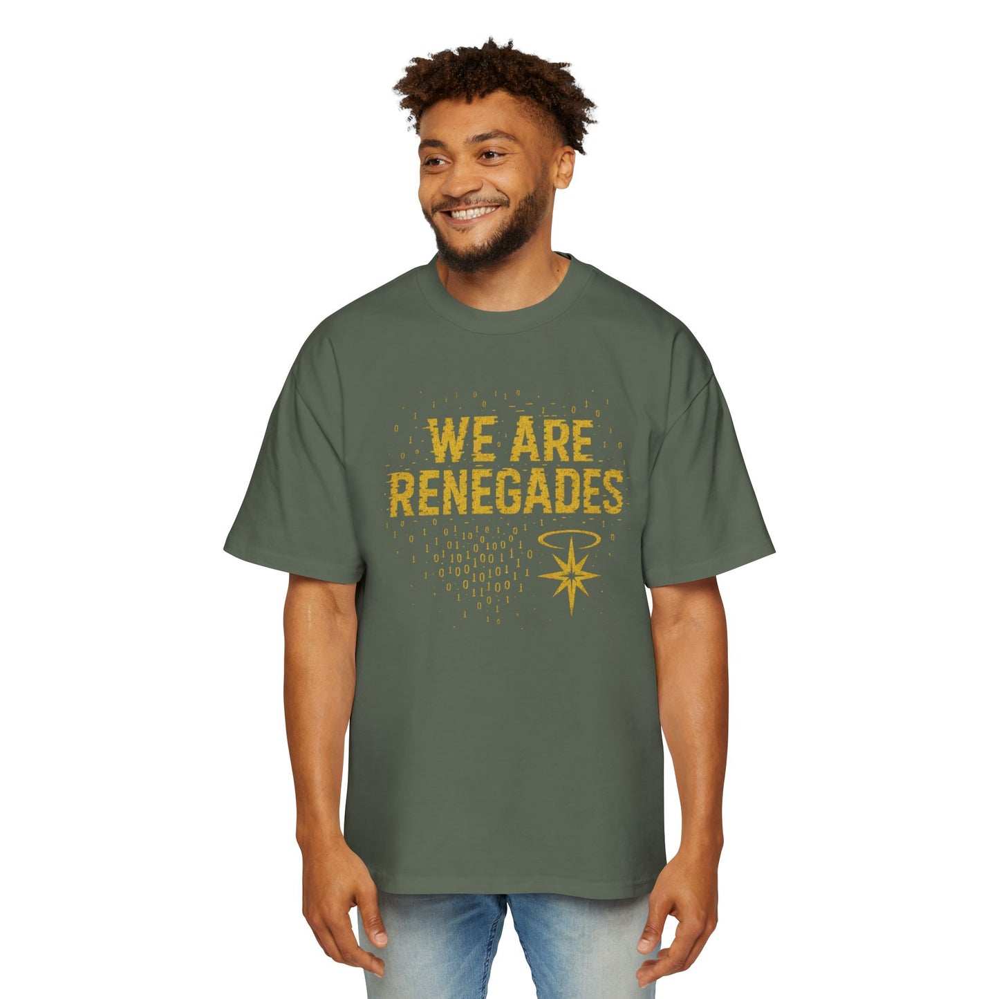 Men's Heavy Oversized Tee with 'We Are Renegades' Design, Casual T-Shirt for Rebels, Perfect for Everyday Wear, Gift for Friends, [...]