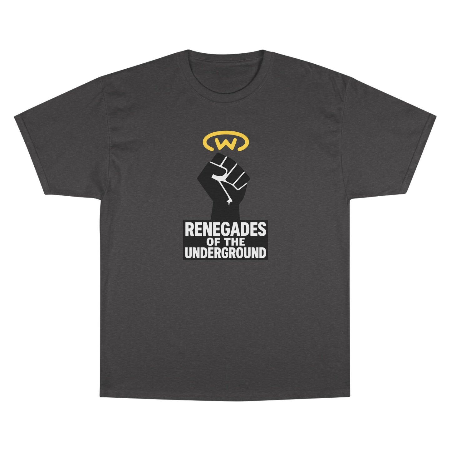 Champion T-Shirt with "Renegades of the Underground" Design, Streetwear Shirt, Activist Apparel, Unisex Tee, Gift for Rebels