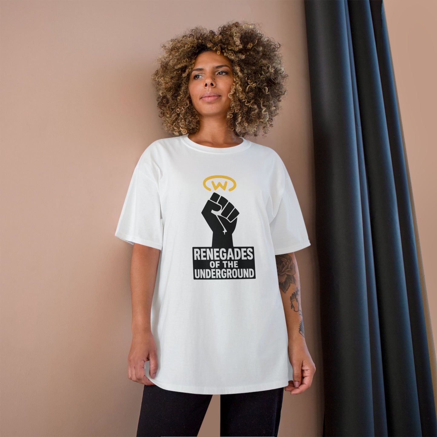 Champion T-Shirt with "Renegades of the Underground" Design, Streetwear Shirt, Activist Apparel, Unisex Tee, Gift for Rebels