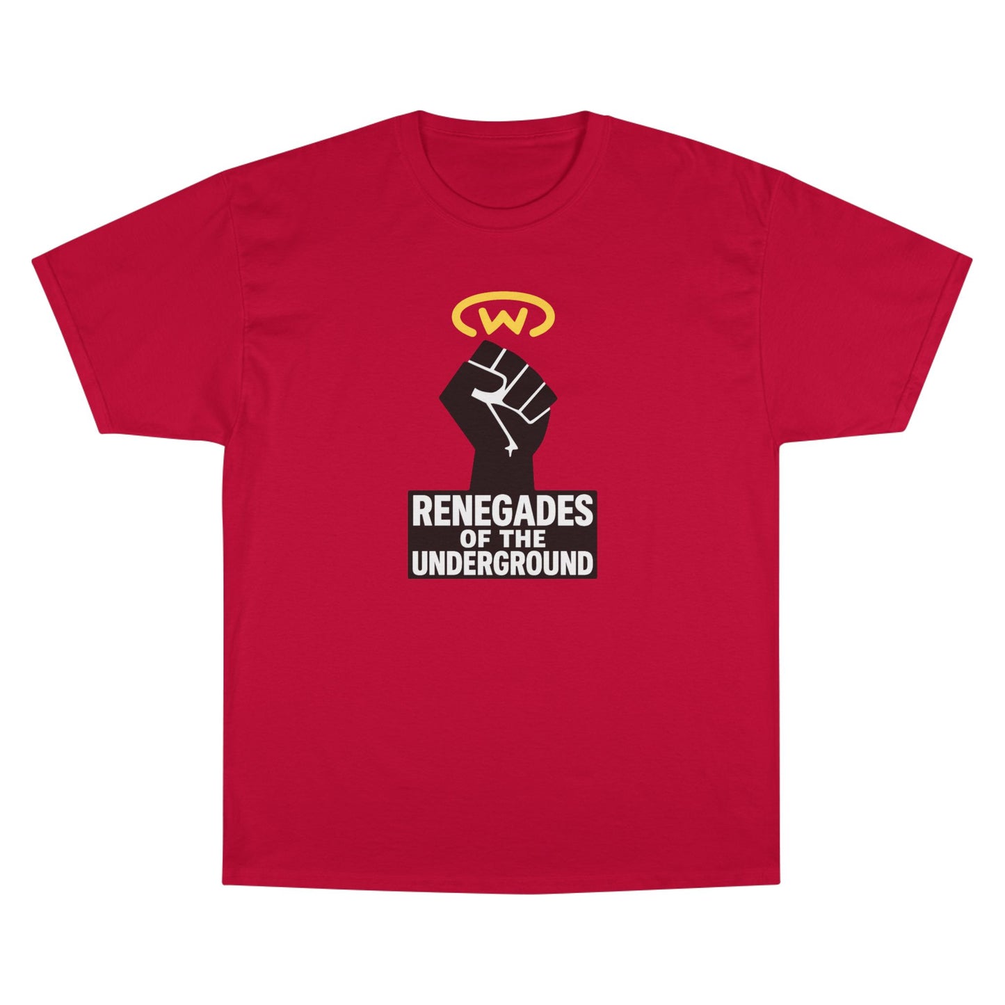 Champion T-Shirt with "Renegades of the Underground" Design, Streetwear Shirt, Activist Apparel, Unisex Tee, Gift for Rebels