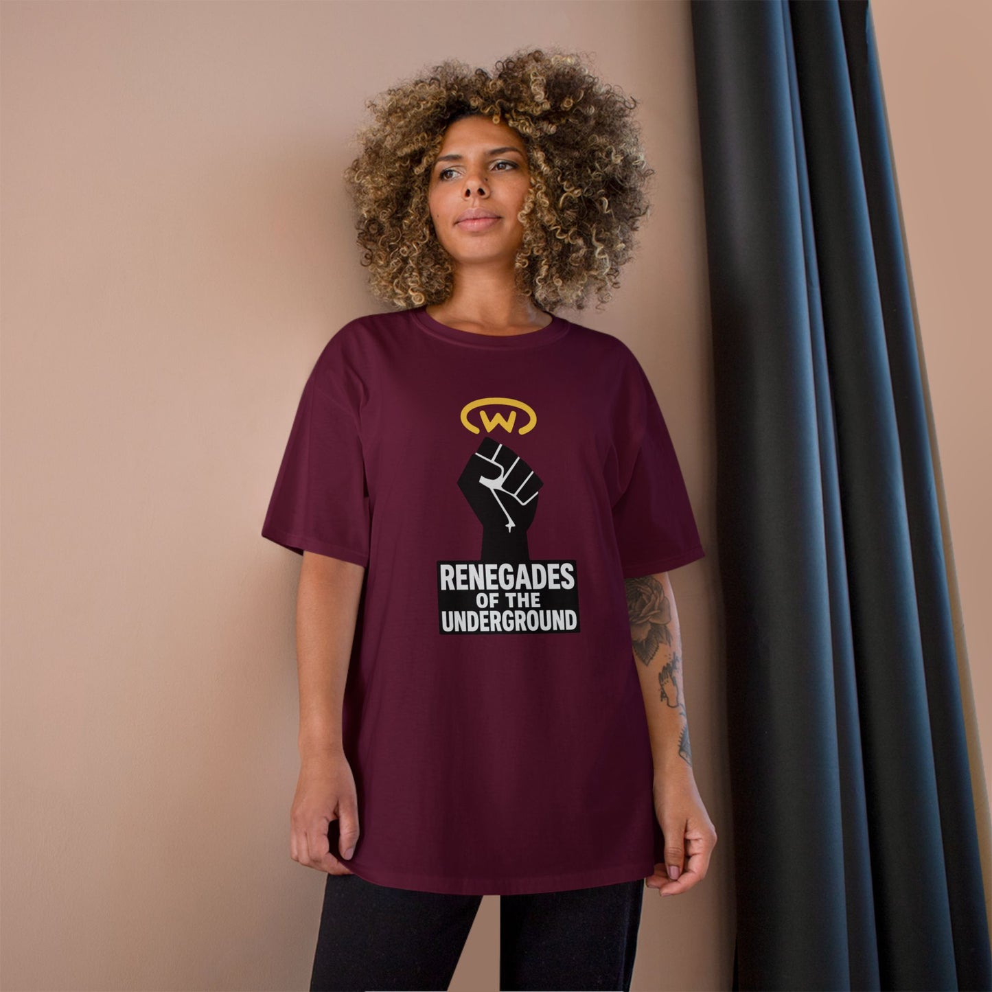 Champion T-Shirt with "Renegades of the Underground" Design, Streetwear Shirt, Activist Apparel, Unisex Tee, Gift for Rebels