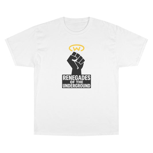 Champion T-Shirt with "Renegades of the Underground" Design, Streetwear Shirt, Activist Apparel, Unisex Tee, Gift for Rebels
