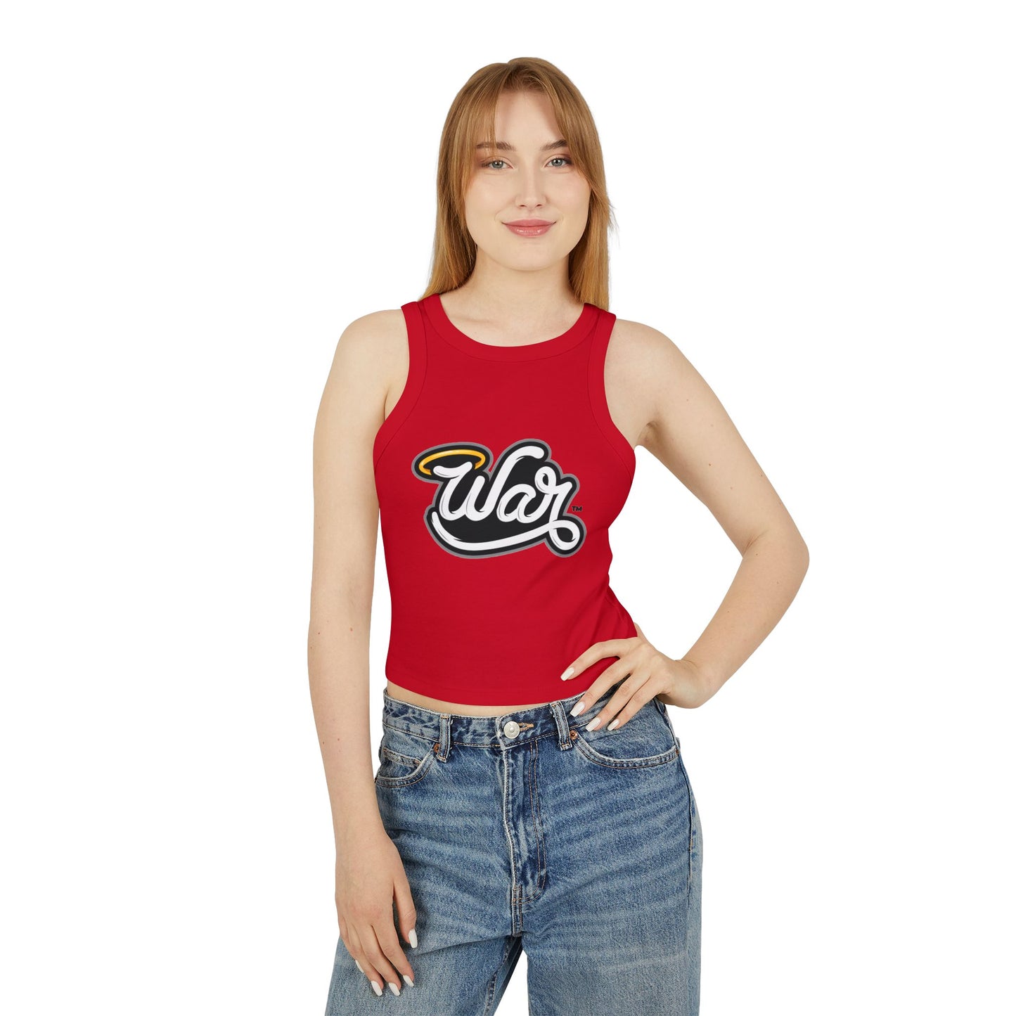 War Women's Micro Rib Racer Tank Top, Summer Crop Top, Casual Sportswear, Fitness Apparel, Gift for Active Women