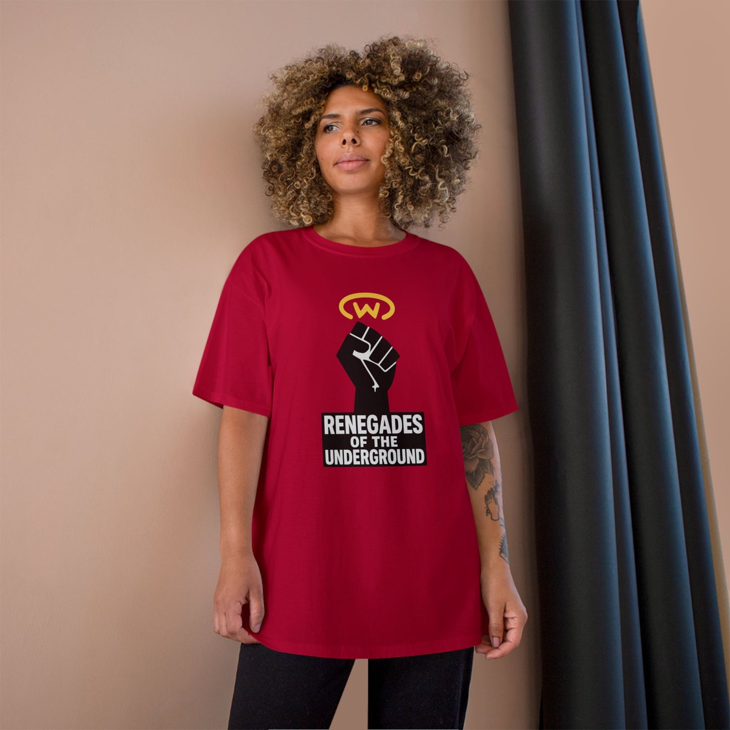 Champion T-Shirt with "Renegades of the Underground" Design, Streetwear Shirt, Activist Apparel, Unisex Tee, Gift for Rebels