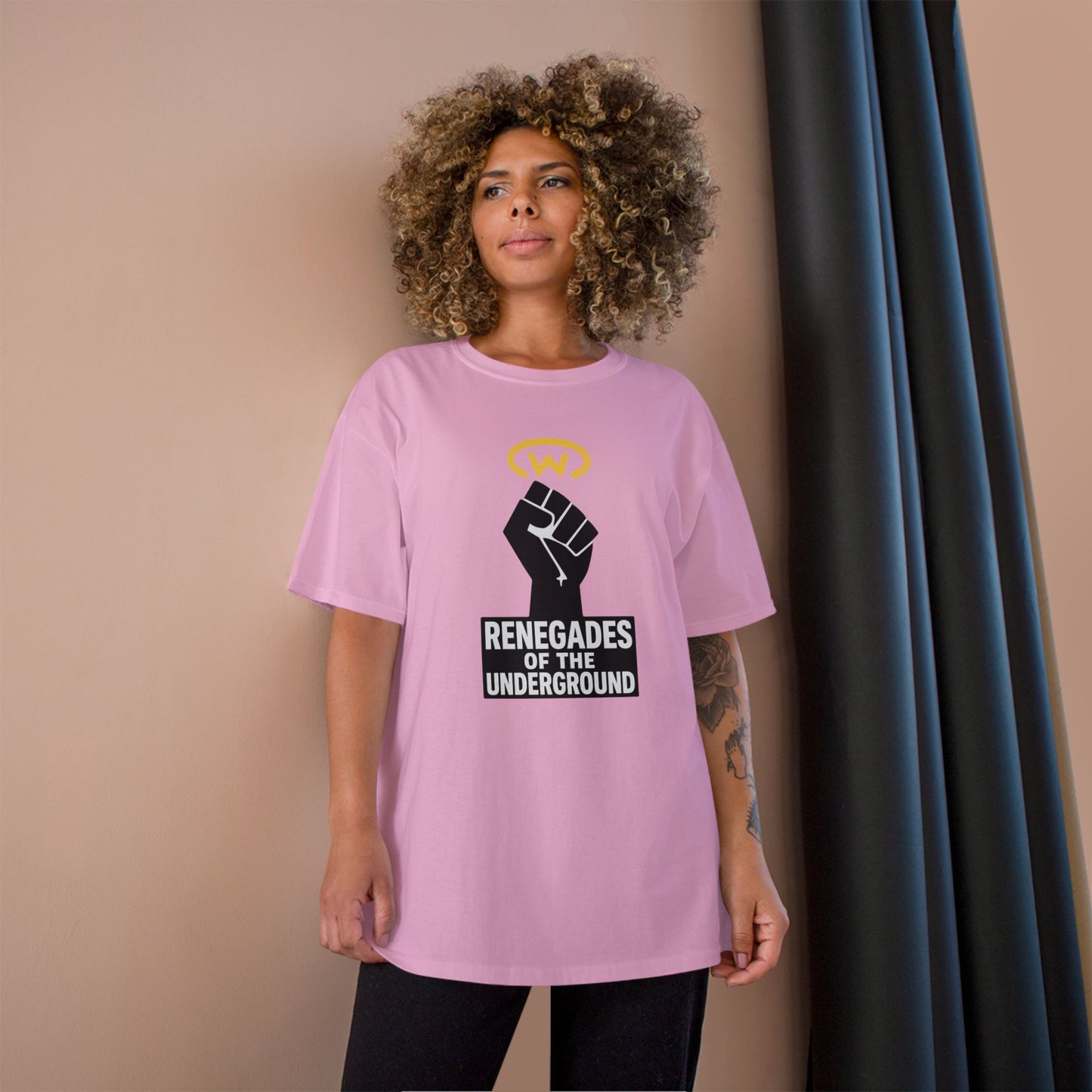 Champion T-Shirt with "Renegades of the Underground" Design, Streetwear Shirt, Activist Apparel, Unisex Tee, Gift for Rebels